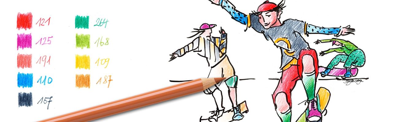 Colouring pages (easy): Skater