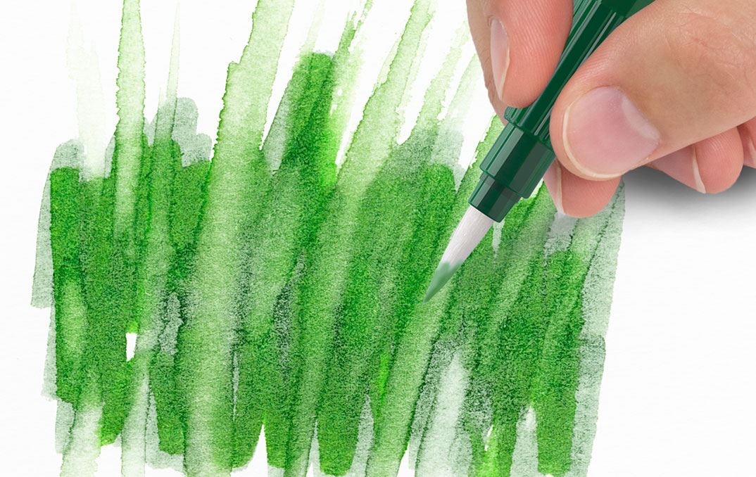 Warping green colour with the watertank brush.