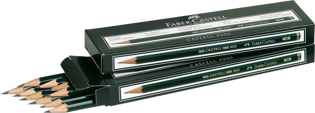 Faber-Castell B-9000-3H Blíster con 1 lápiz de grafito Castell 9000 graduación 3H 