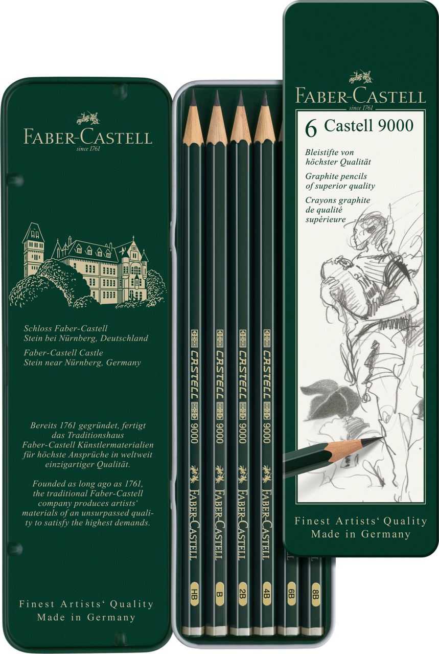 Faber-Castell - カステル9000番 6硬度デザイン缶