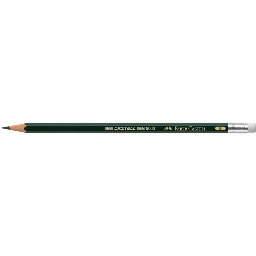 Faber-Castell - Castell 9000 graphite pencil with eraser, B
