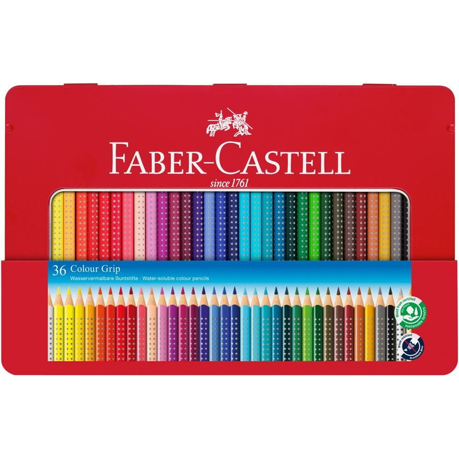 Faber-Castell - カラーグリップ水彩色鉛筆36色　（缶入）