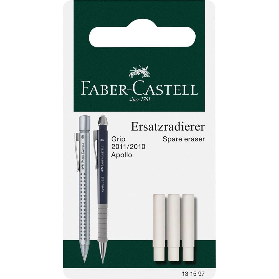 Faber-Castell - Grip 2011 spare erasers for mechanical pencil, set of 3