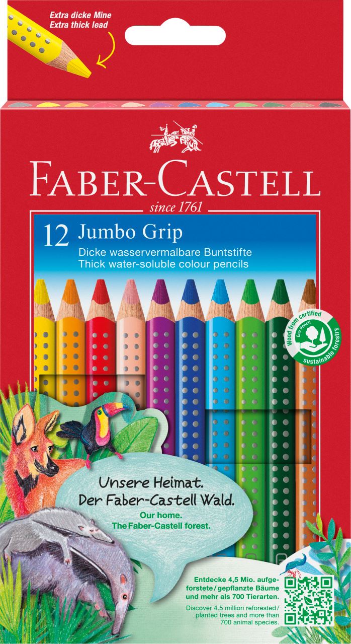 Faber-Castell - ジャンボグリップ水彩色鉛筆12色入