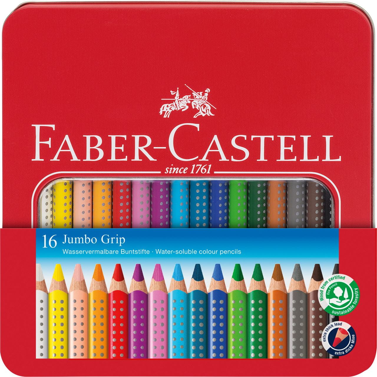 Faber-Castell - ジャンボグリップ水彩色鉛筆 16色入りギフトボックス
