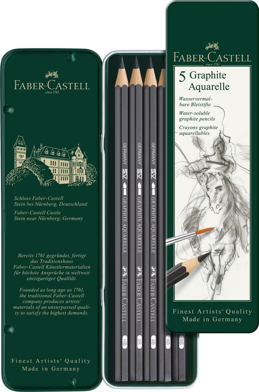Faber-Castell - 水彩グラファイト 5硬度デザイン缶