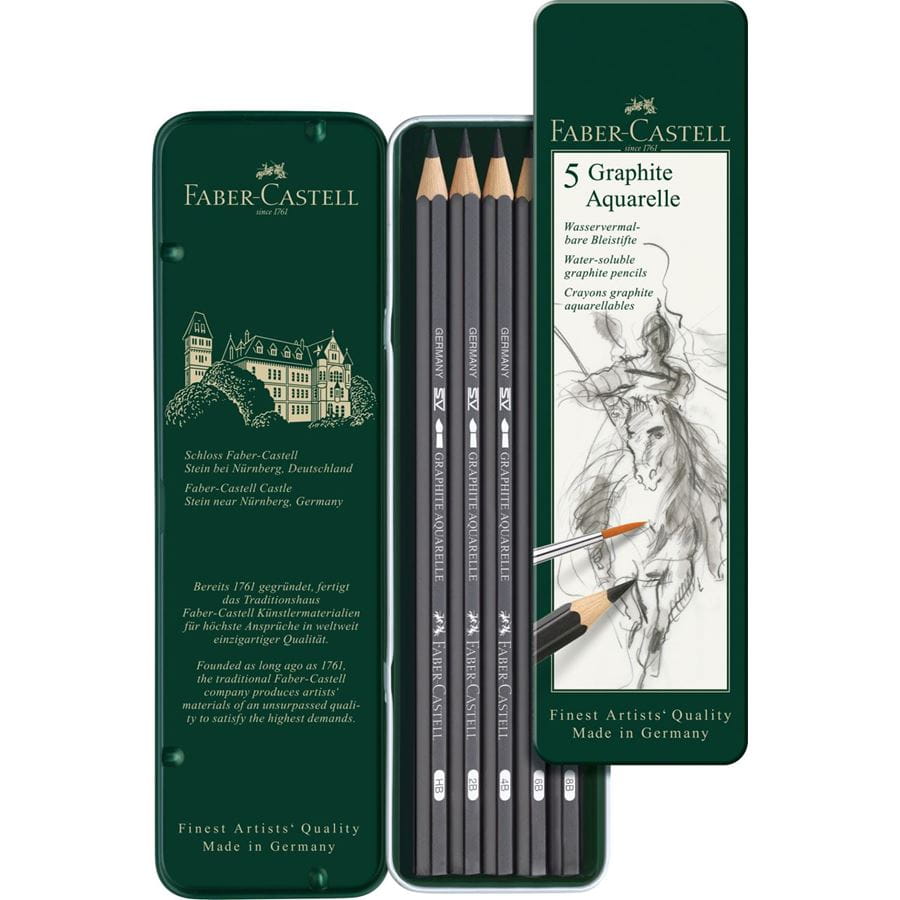 Faber-Castell - 水彩グラファイト 5硬度デザイン缶