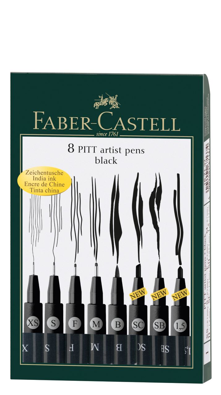 Faber-Castell - PITTアーティストペン ブラックアソート8本セット