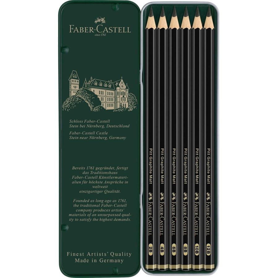 Faber-Castell - Pitt Graphite Matt pencil, tin of 6