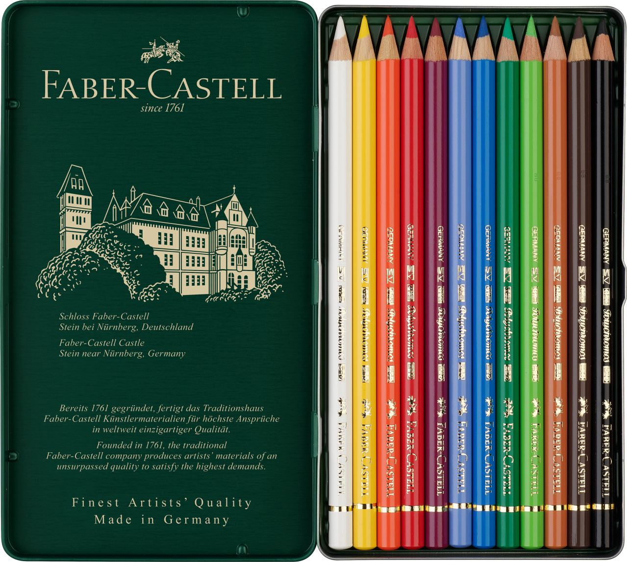 Faber-Castell - ポリクロモス色鉛筆 12色 (缶入）